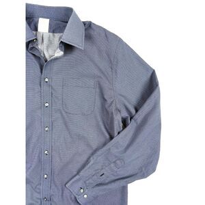 Brooks Brothers Mens Slim Fit Button Down Shirt Size 17.5-36/37 Navy Microdot